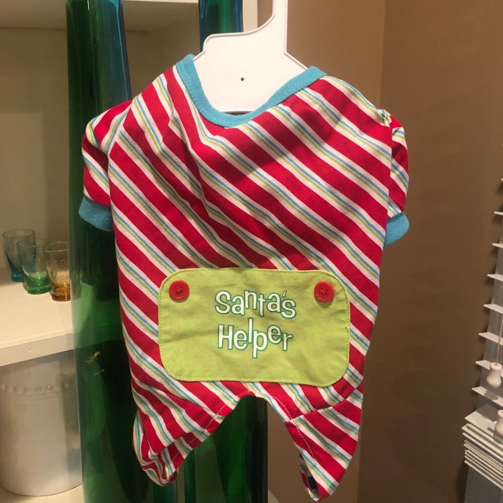 Pet Dog Onesie Sleeper Outfit Clothing Santa's Helper Size Small